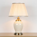 Contemporary Nordic Drum Ceramic Iron Fabric 1-Light Table Lamp For Living Room