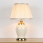 Contemporary Nordic Drum Ceramic Iron Fabric 1-Light Table Lamp For Living Room