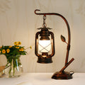 Contemporary Industrial Oval Iron Glass 1-Light Table Lamp For Living Room
