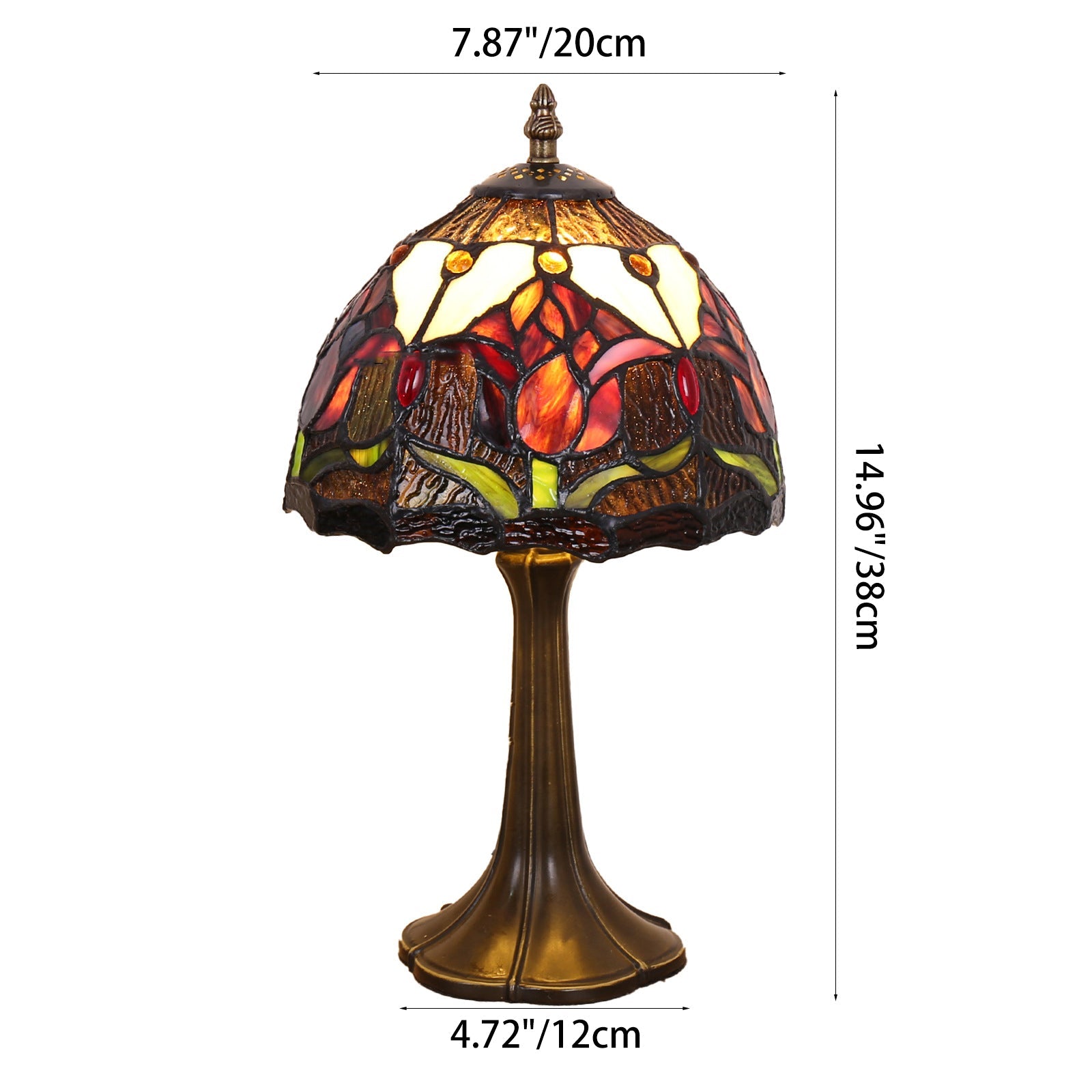 Traditional Tiffany Dome Iron Glass 1-Light Table Lamp For Living Room