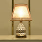 Contemporary Luxury Drum Iron Crystal Fabric 1-Light Table Lamp For Living Room