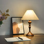 Traditional Japanese Drum Wood Fabric 1-Light Table Lamp For Living Room