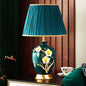 Traditional Chinese Drum Ceramic Copper Fabric Table Lamp For Living Room