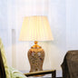 Traditional Chinese Drum Iron Ceramic Fabric 1-Light Table Lamp For Living Room