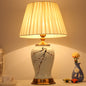 Traditional Chinese Drum Iron Ceramic Fabric 1-Light Table Lamp For Living Room