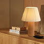 Traditional Japanese Drum Wood Fabric 1-Light Table Lamp For Living Room