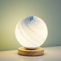 Contemporary Creative Globe Wood Glass LED Table Lamp For Living Room