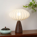 Traditional Vintage Ceramic Base Stretch Fabric Bud 1-Light Table Lamp For Bedroom