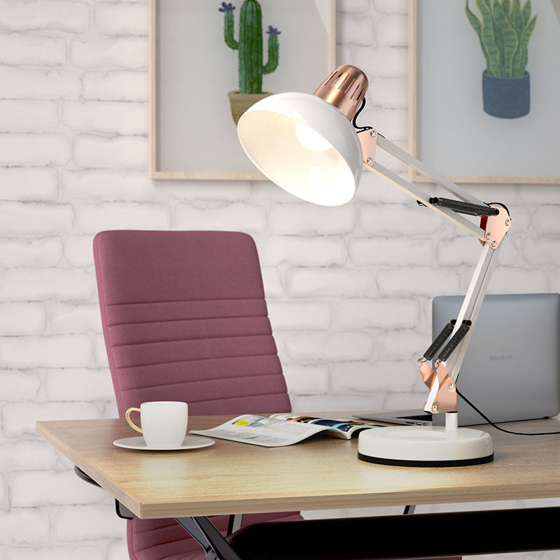 Modern Minimalist Foldable Rotatable Bowl Head Iron 1-Light Table Lamp For Study