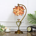 Traditional European Cluster-Flower Copper Glass 1-Light Table Lamp For Living Room