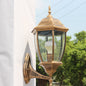 Contemporary Retro Waterproof Hexagonal Cage Aluminum Frosted Clear Glass 1-Light Wall Sconce Lamp For Outdoor Patio