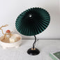 Contemporary Nordic Pleated Linen PVC Umbrella Shaped Curve Iron 1-Light Table Lamp For Living Room