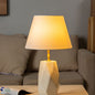 Modern Luxury Cone Straight Tube Faceted Ceramic Brass Fabric 1-Light Table Lamp For Bedroom