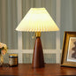 Traditional Vintage Mushroom Linen Imitation Sheepskin Wood 1-Light Table Lamp For Living Room