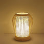 Contemporary Boho Wood Bamboo Weaving Lantern Shape 1-Light Table Lamp For Bedroom
