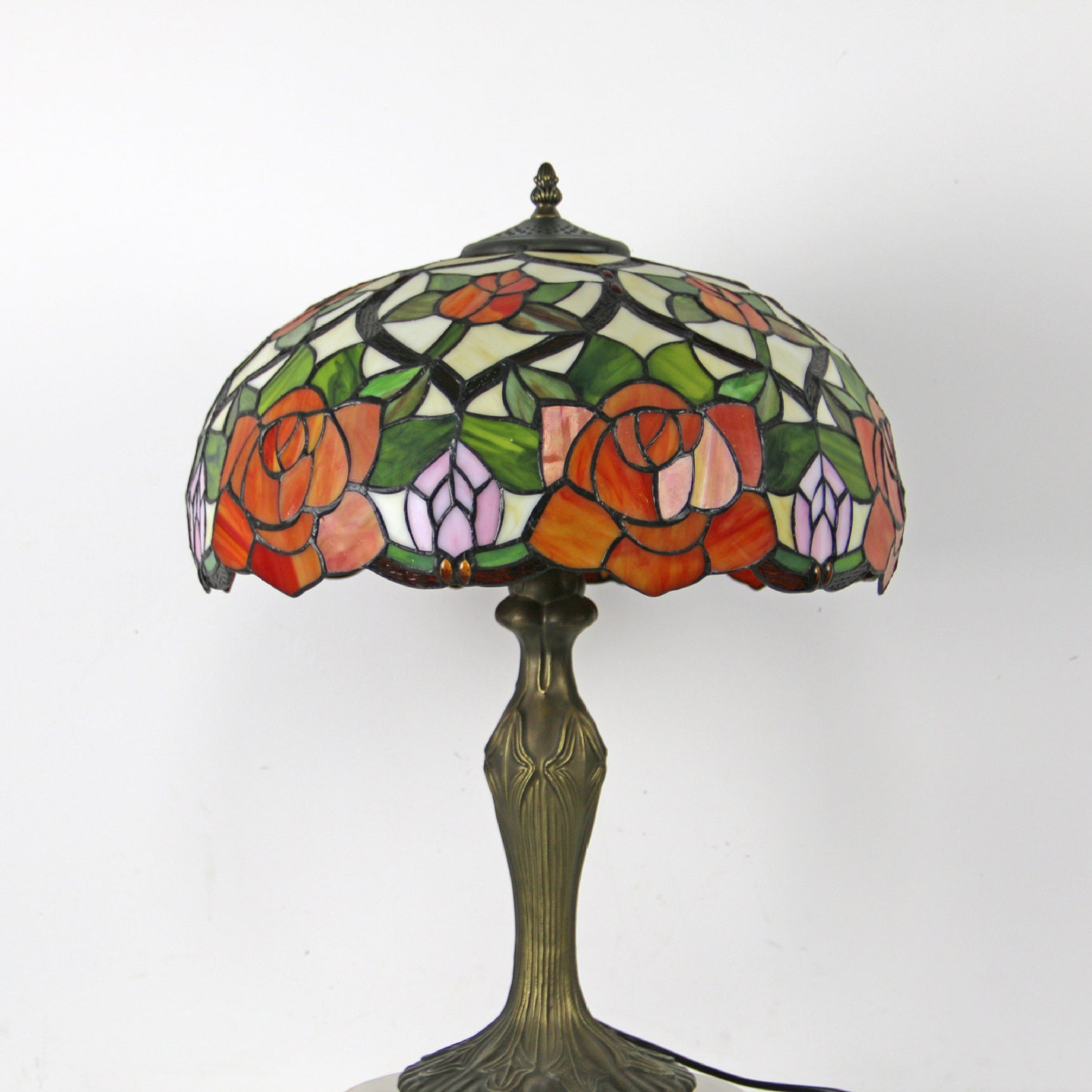 Traditional Tiffany Dome Resin Colorful Glass 2-Light Table Lamp For Living Room