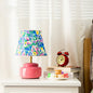 Contemporary Nordic Ceramic Fabric Colorful Plaid Pattern Drum Shape 1-Light Table Lamp For Bedroom