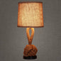 Contemporary Retro Drum Shape Twisted Rope Linen Iron 1-Light Table Lamp For Bedroom