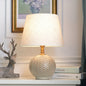 Traditional Vintage Round Base Drum Shape Ceramic Brass Fabric 1-Light Table Lamp For Living Room