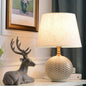 Traditional Vintage Round Base Drum Shape Ceramic Brass Fabric 1-Light Table Lamp For Living Room