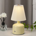 Contemporary Nordic USB Fabric Ceramic Conic Pleated LED Table Lamp For Bedroom