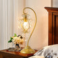 Modern Luxury Beaded Crystal Bent Iron Glass 1-Light Table Lamp For Bedroom