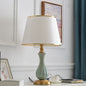 Traditional European Frustum Cone Drum Fabric Ceramic Copper 1-Light Table Lamp For Living Room