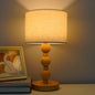 Contemporary Retro USB Cylinder Fabric Shade Wood Bead Base LED Table Lamp For Bedroom