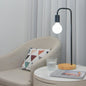 Modern Minimalist Bent Iron Wood Base 1-Light Table Lamp For Living Room