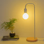 Modern Minimalist Bent Iron Wood Base 1-Light Table Lamp For Living Room