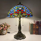 Traditional Tiffany Half Round Umbrella Oval Lotus Leaf Base Alloy Glass 1-Light Table Lamp For Bedroom