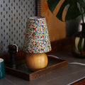 Traditional Vintage Cylinder Ball Round Table Floral Solid Wood Fabric 1-Light Table Lamp For Bedroom