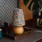 Traditional Vintage Cylinder Ball Round Table Floral Solid Wood Fabric 1-Light Table Lamp For Bedroom