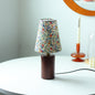 Traditional Vintage Cylinder Ball Round Table Floral Solid Wood Fabric 1-Light Table Lamp For Bedroom