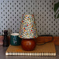 Traditional Vintage Cylinder Ball Round Table Floral Solid Wood Fabric 1-Light Table Lamp For Bedroom