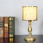 Contemporary Scandinavian Cylinder Striped Pellet Shard Disc Base Crystal Copper 1-Light Table Lamp For Bedroom