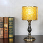 Contemporary Scandinavian Cylinder Striped Pellet Shard Disc Base Crystal Copper 1-Light Table Lamp For Bedroom