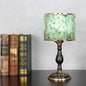 Contemporary Scandinavian Cylinder Striped Pellet Shard Disc Base Crystal Copper 1-Light Table Lamp For Bedroom