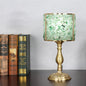 Contemporary Scandinavian Cylinder Striped Pellet Shard Disc Base Crystal Copper 1-Light Table Lamp For Bedroom