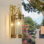 Contemporary Scandinavian Waterproof Cylinder Flare Stripe Copper Glass 1/3/6 Light Outdoor Wall Sconce Lamp For Garden