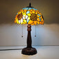 Traditional Tiffany Half Round Cylinder Petal Dragonfly Stained Glass Resin 2-Light Table Lamp For Bedroom