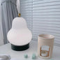Modern Minimalist Cream Pear Disc Base Hardware Glass LED Table Lamp For Bedroom