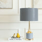 Modern Minimalist Cylinder Bottle Disc Base Hardware Marble Fabric 1-Light Table Lamp For Bedroom
