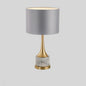 Modern Minimalist Cylinder Bottle Disc Base Hardware Marble Fabric 1-Light Table Lamp For Bedroom