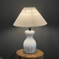 Contemporary Scandinavian Oval Bottle Striped Round Table Pleated Ceramic Fabric 1-Light Table Lamp For Bedroom