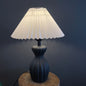 Contemporary Scandinavian Oval Bottle Striped Round Table Pleated Ceramic Fabric 1-Light Table Lamp For Bedroom