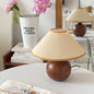 Traditional Vintage Round Table Ball Wooden Fabric 1-Light Table Lamp For Bedroom