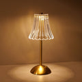 Traditional Vintage Round Striped Cylinder Semicircle Base Rechargeable Iron PS Plastic LED Table Lamp For Bedroom