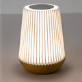 Modern Minimalist Round Table Striped Metal Wood Acrylic LED Table Lamp For Bedroom