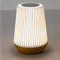 Modern Minimalist Round Table Striped Metal Wood Acrylic LED Table Lamp For Bedroom